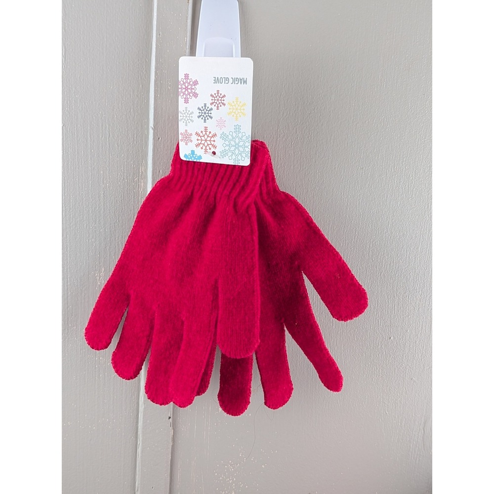 Magic Glove Womens Red Knit Stretchy Winter Gloves OSFM K21955U-HT-I